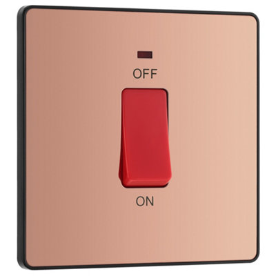 Bg Pcdcp74B 45A 2 Way 1 Gang Cooker Switch Screwless Gloss Copper Effect from B&Q