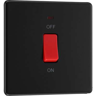 British General Bg Flatplate 45A Double Pole Cooker Switch & LedMatt Black from B&Q