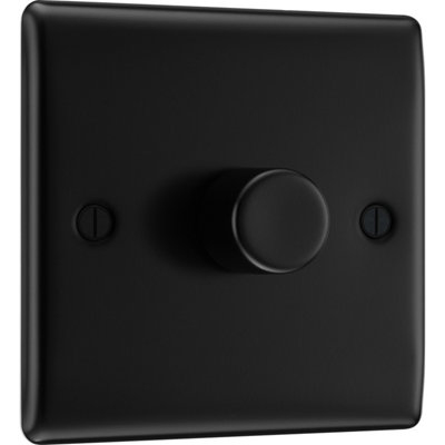 British General Bg Nexus Metal 200W Single Wall Dimmer Switch2 WayMatt Black from B&Q
