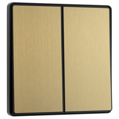 Bg 20A 2 Way 2 Gang Light Switch Screwless Satin Brass Effect from B&Q