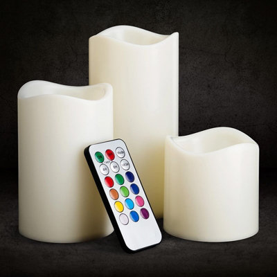  - 3 Pack Led Colour Changing Flameless Candles