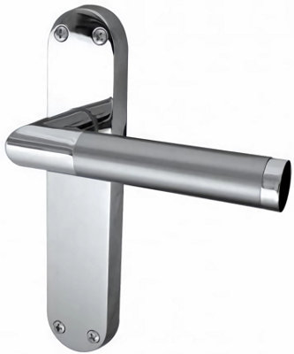 Mitred Internal Door Handles On Backplate Duo Chrome Satin Chrome Finish 182mm X 45mmGolden Grace from B&Q