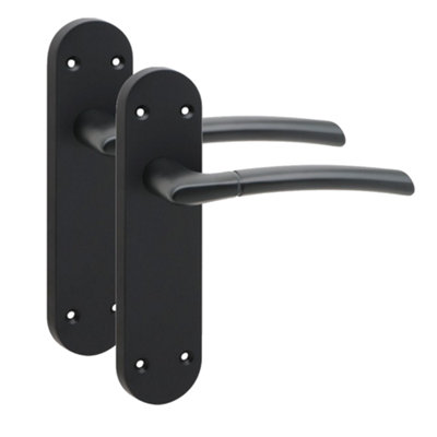 Golden Grace 1 Pair Victorian Indiana Design Long Plate Internal Latch Door Handle Matt Black182mm X 45mm from B&Q