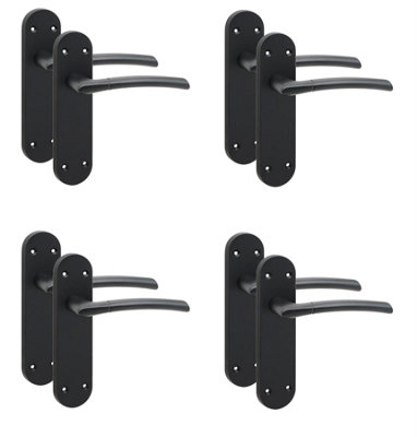 Golden Grace 4 Pairs Victorian Indiana Design Long Plate Internal Latch Door Handle Matt Black182mm X 45mm from B&Q