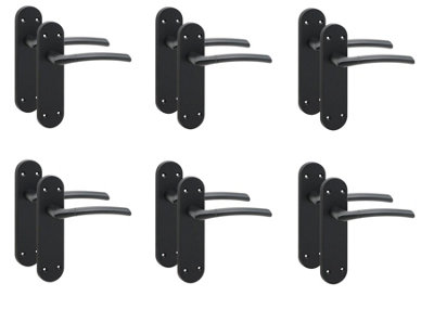 Golden Grace 6 Pairs Victorian Indiana Design Long Plate Internal Latch Door Handle Matt Black182mm X 45mm from B&Q