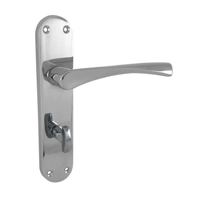 Golden Grace 1 Set Astrid Design Bathroom Door Handles On Backplate Polished Chrome Finish from B&Q