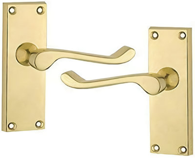 B&Q -  3 Pairs Of Victorian Scroll Lever Latch Internal Door Handles Polished Brass