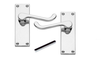 Grace 1 Pair Of Victorian Scroll Polished Chrome Lever Latch Door Handles 120Mm Long Golden