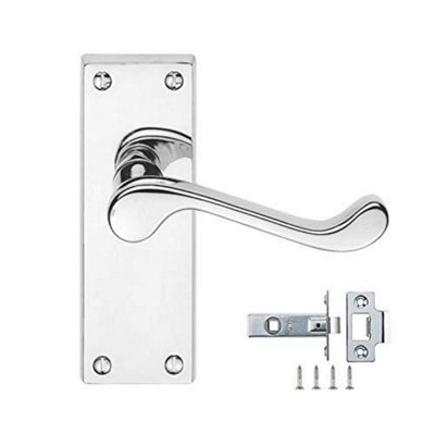Grace 5 Sets Of Victorian Scroll Latch Door Handles In Polished Chrome & Latches Pack Sets - Golden