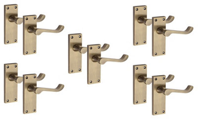 5 Pairs Victorian Scroll Internal Latch Handle Antqiue Brass Finish 120 X 40mmGolden Grace