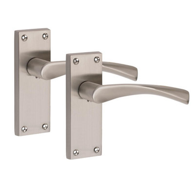 1 Pair Victorian Astrid Scroll Internal Door Handle Satin Nickel Finish 120 X 40mmGolden Grace