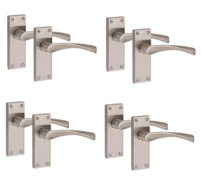 4 Pairs Victorian Astrid Scroll Internal Door Handle Satin Nickel Finish 120 X 40mmGolden Grace