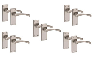 5 Pairs Victorian Astrid Scroll Internal Door Handle Satin Nickel Finish 120 X 40mmGolden Grace