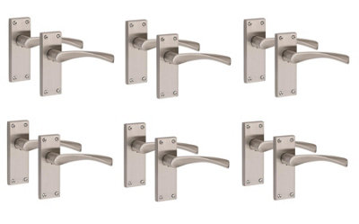 6 Pairs Victorian Astrid Scroll Internal Door Handle Satin Nickel Finish 120 X 40mmGolden Grace