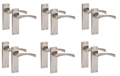 6 Pairs Victorian Astrid Scroll Internal Door Handle Satin Nickel Finish 150 X 40mmGolden Grace