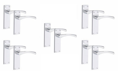Grace 5 Pair Of Victorian Scroll Astrid Handle Latch Door Handles Polished Chrome With 150Mm X 40Mm Backplate Golden/Silver