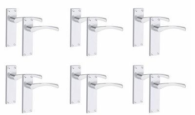 Grace 6 Pair Of Victorian Scroll Astrid Handle Latch Door Handles Polished Chrome With 150Mm X 40Mm Backplate Golden/Silver