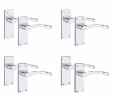 Grace 4 Pair Of Victorian Scroll Astrid Handle Latch Door Handles Polished Chrome With 120Mm X 40Mm Backplate Golden/Silver