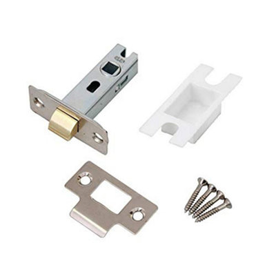 B&Q -  1 Set Bolt Through Tubular Mortice Latch Nickel Plated Finish With Strike Plate & Dust Cap65mm