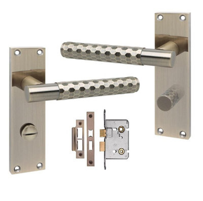 Golden Grace Victorian Design Knurled Hex Cut Bathroom Handle On Backplate Antique Brass150mm X 40mm from B&Q