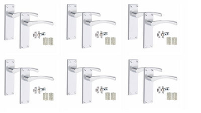 Golden Grace 6 Set Of Victorian Scroll Astrid Internal Door  Sets With 3" Hinges & Latch 150 X 40mm Polished Chrome from B&Q