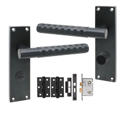 Golden Grace 1 Pair Victorian Knurled Honeycomb Hex Cut Bathroom Door Handle Matt Tubular Latch Mortise Lock Set 150mm X 40mm from B&Q