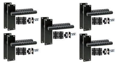 Golden Grace 5 Pairs Victorian Knurled Hex Cut Door Handle Matt Black With 2.5" Latch & Hinges150mm X 40mm from B&Q