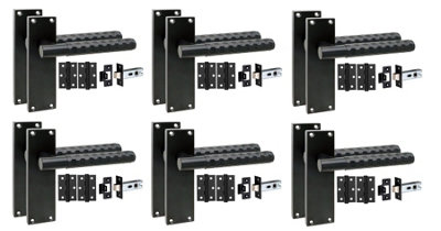 Golden Grace 6 Pairs Victorian Knurled Hex Cut Door Handle Matt Black With 2.5" Latch & Hinges150mm X 40mm from B&Q