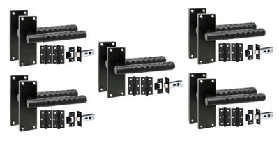 Golden Grace 5 Pairs Victorian Knurled Hex Cut Door Handle Matt Black With 2.5" Latch & Hinges120mm X 40mm from B&Q