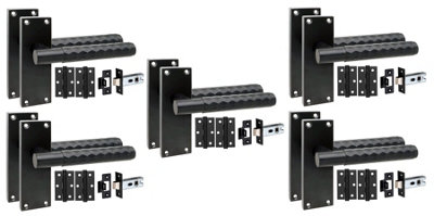 Golden Grace 5 Pairs Victorian Knurled Diamond Cut Door Handle Matt Black With 2.5" Latch & Hinges120mm X 40mm from B&Q