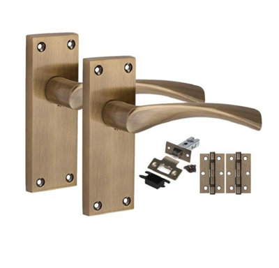 Golden Grace 1 Pair Victorian Design Astrid Door Handle Internal Pack Antique Brass120mm X 40mm from B&Q