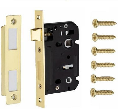 Golden Grace Bolt Through Electro Brass Bathroom Mortise Lock 2.5" 64mm Backset Size from B&Q