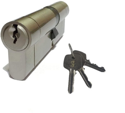 Golden Grace 1 Set Euro Cylinder Door Key Hole Lock Satin Nickel Finish With 3 Keys70mm from B&Q