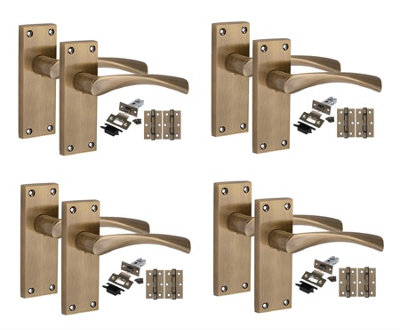 Golden Grace 4 Pairs Victorian Design Astrid Door Handle Internal Pack Antique Brass120mm X 40mm from B&Q