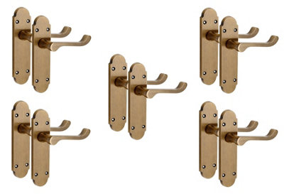 B&Q -  5 Pairs Victorian Epsom Design Scroll Interior Latch Door Handle Antique Brass168mm X 40mm