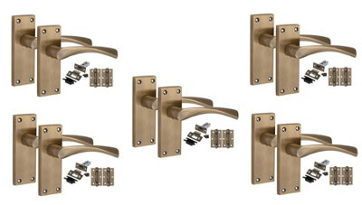 Golden Grace 5 Pairs Victorian Design Astrid Door Handle Internal Pack Antique Brass120mm X 40mm from B&Q