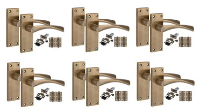 Golden Grace 6 Pairs Victorian Design Astrid Door Handle Internal Pack Antique Brass120mm X 40mm from B&Q