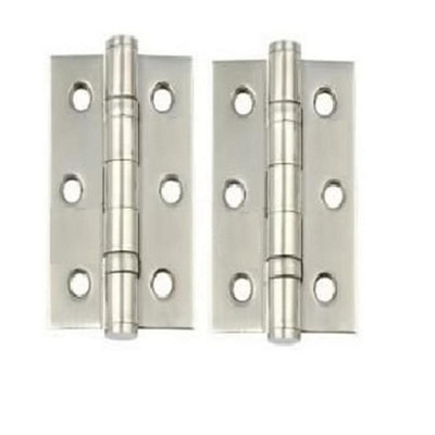 Golden Grace 75mm 3" Satin Nickel Finish Ball Bearing Hinges For Internal Doors from B&Q