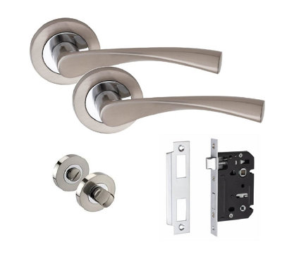 Golden Grace 1 Pair Astrid Design Bathroom Door Handles On Round Rose Duo Chrome Finish from B&Q