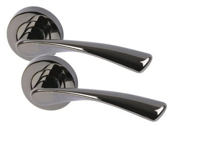 Golden Grace Astrid Modern Internal Door Handles On Rose Black Nickel Finish Hinge And Latch Pack from B&Q