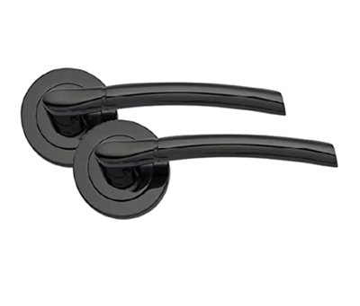 Golden Grace Indiana Style Modern Polished Black Nickel Internal Handles On Rose from B&Q