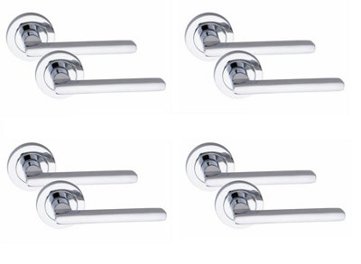 4 Pair Leon Design Internal Door Handles Polished Chrome FinishGolden Grace from B&Q