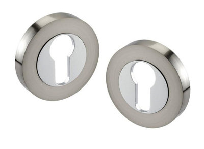 Golden Grace Euro Key Hole On Rose Escutcheon For Euro CylindersSatin Nickel/polished Chrome Dual Finish from B&Q