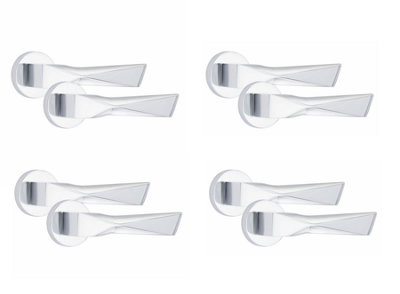 Golden Grace 4 Pair Aura Design Internal Door Handles Round Rose Polished Chrome Finish from B&Q