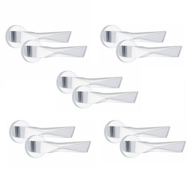 Golden Grace 5 Pair Aura Design Internal Door Handles Round Rose Polished Chrome Finish from B&Q