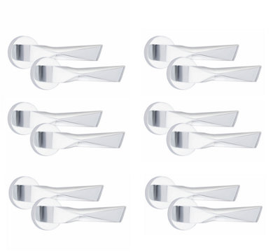 Golden Grace 6 Pair Aura Design Internal Door Handles Round Rose Polished Chrome Finish from B&Q