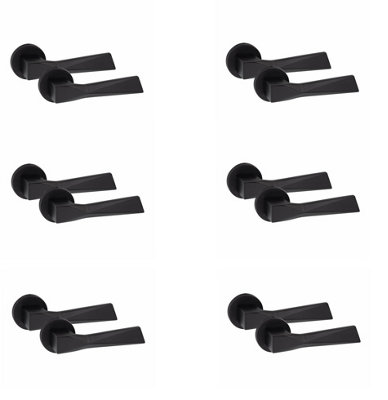 6 Pair Modern Aura Design Matt Black Premium Internal Door Handles Round RoseGolden Grace from B&Q