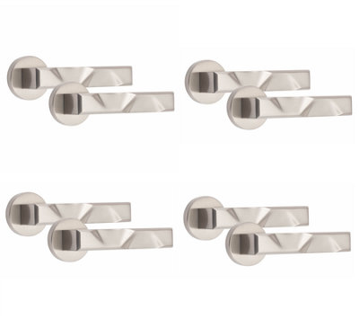 Golden Grace 4 Pair Nova Design Internal Door Handles Round Rose Satin Nickel Finish from B&Q