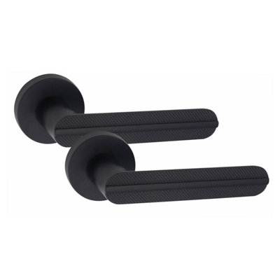 Grace 1 Pair Modern Lima Design Matt Premium Door Handles Round Rose Black/Golden