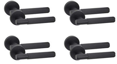 4 Pair Linear T-Bar Internal Door Handles Matt Black FinishGolden Grace from B&Q